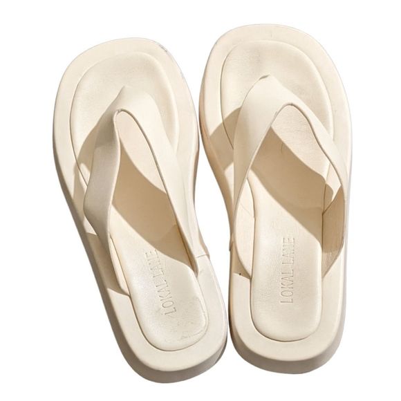 Lokal Lane Huey Platform Sandals Cream Size 7.5/8 - Picture 4 of 11